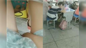 惊爆老师门事件小学老师上课在讲台自慰